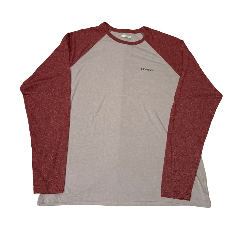 🌲 Columbia XXL Raglan Long Sleeve Tee • Red/Gray Soft Cotton Blend